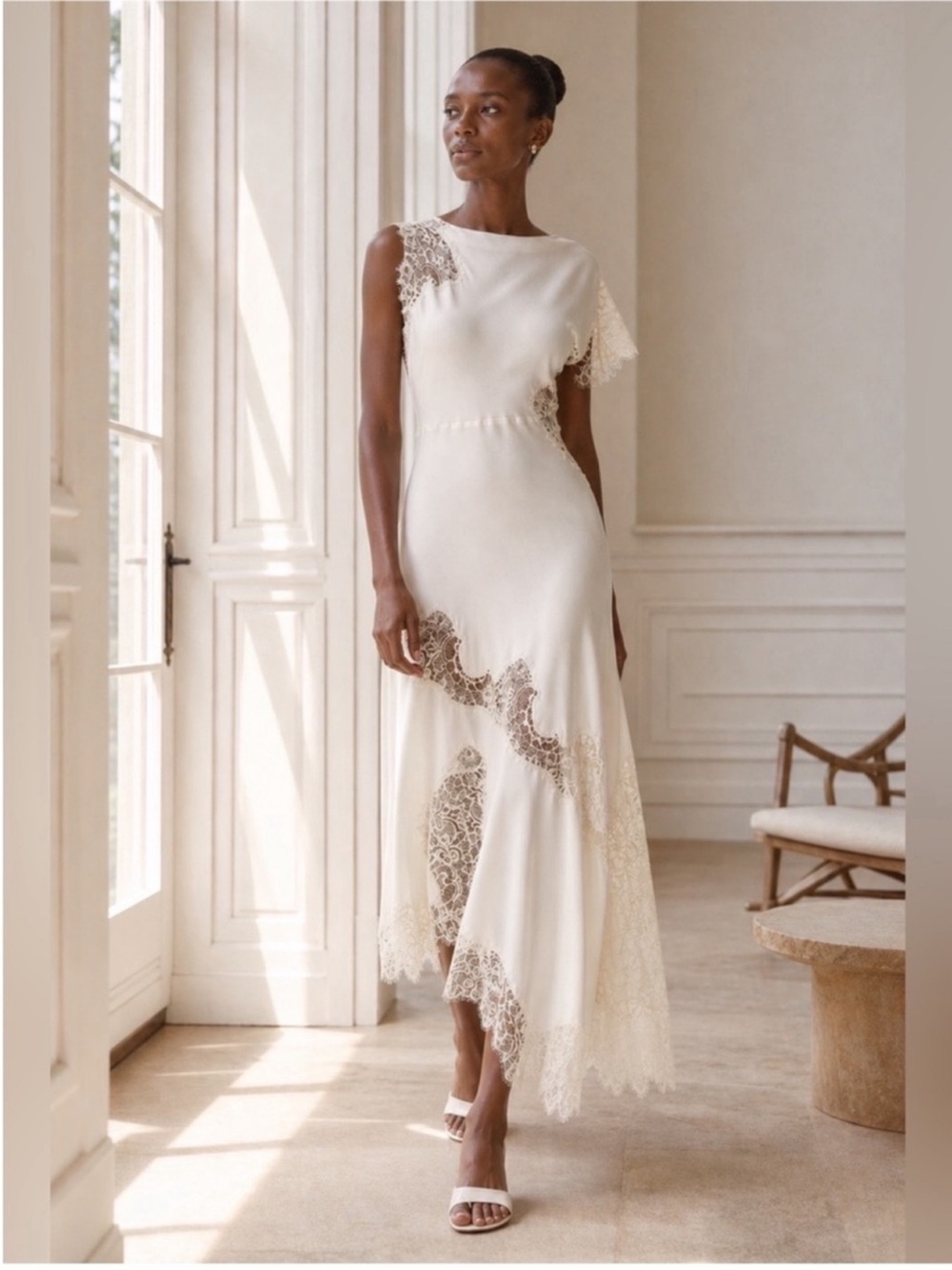 A.L.C. Alessia Satin Lace Maxi Dress